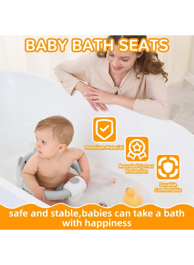 Baby Bath Seat for Babies 6 Months  up, Non-Slip Toddler Bath Seats for Babies Sitting Up, Safe Infant  Newborn Bathtub Chair with 4 Suction Cups  Soft Cushion for Shower,Gray - Image 3